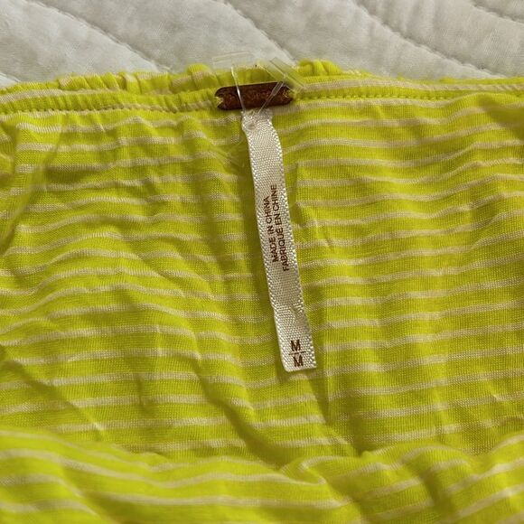 Free people, yellow and white striped summer top with thin straps, size medium - Picture 6 of 10